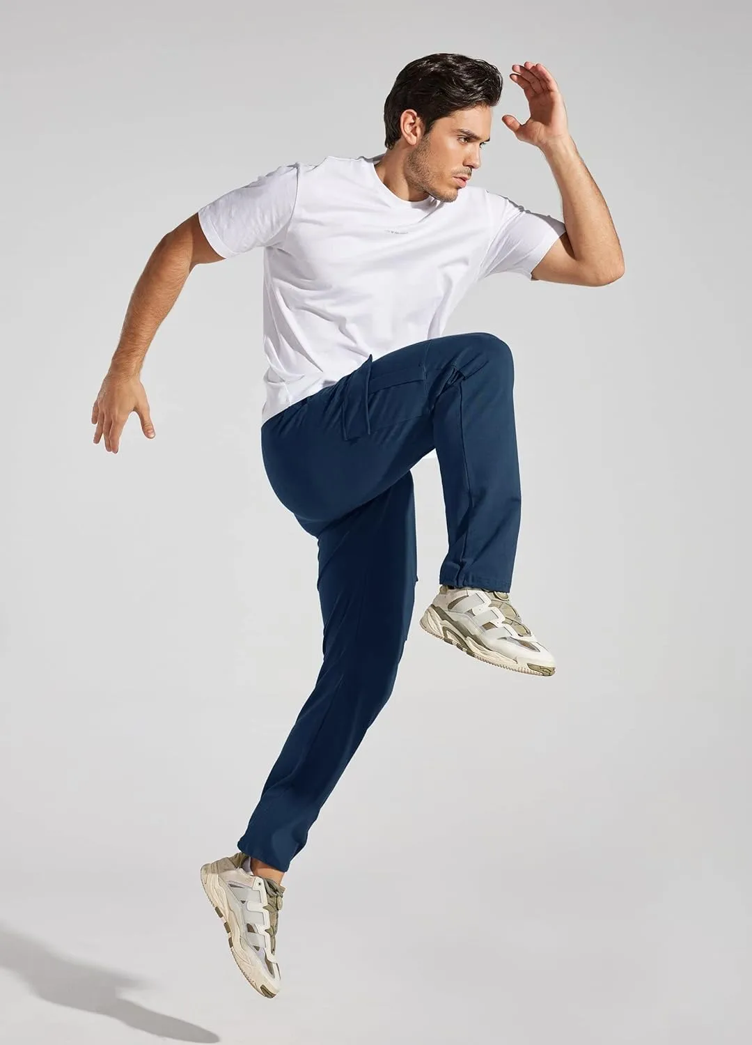 Willit Men's Cotton Yoga Sweatpants Athletic Lounge Pants Cargo Open Bottom Joggers Straight Leg Casual with Pockets