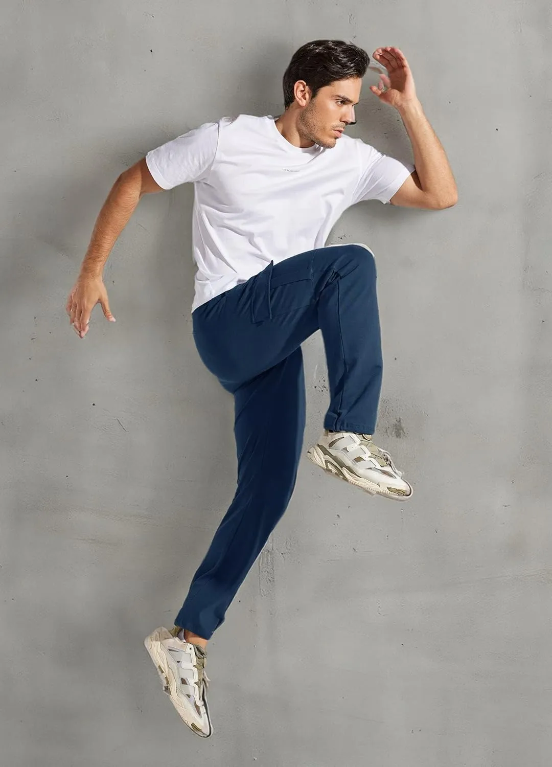 Willit Men's Cotton Yoga Sweatpants Athletic Lounge Pants Cargo Open Bottom Joggers Straight Leg Casual with Pockets