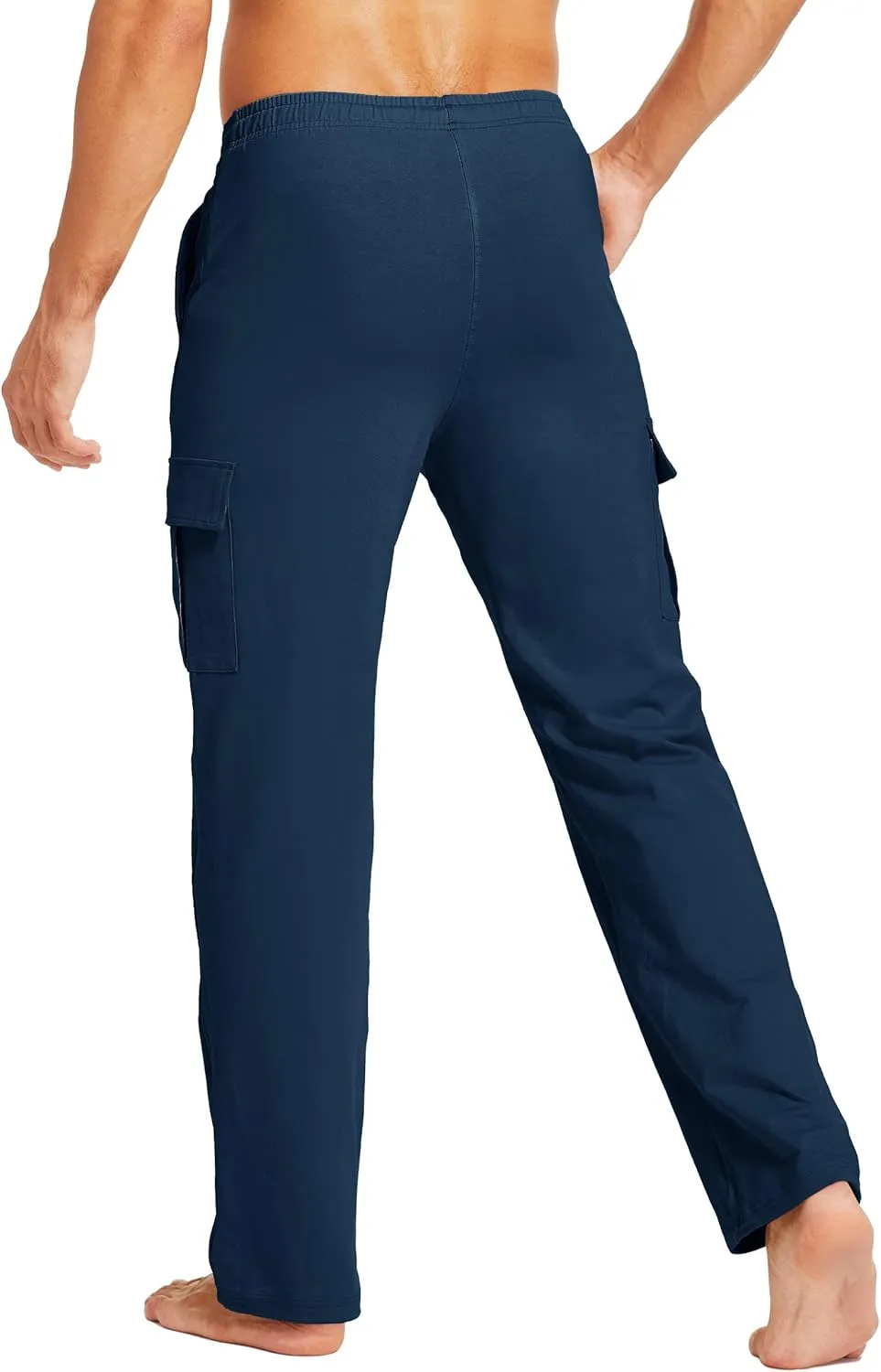 Willit Men's Cotton Yoga Sweatpants Athletic Lounge Pants Cargo Open Bottom Joggers Straight Leg Casual with Pockets