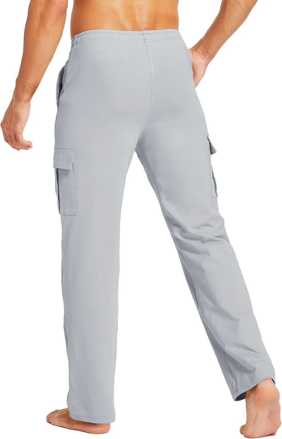 Willit Men's Cotton Yoga Sweatpants Athletic Lounge Pants Cargo Open Bottom Joggers Straight Leg Casual with Pockets