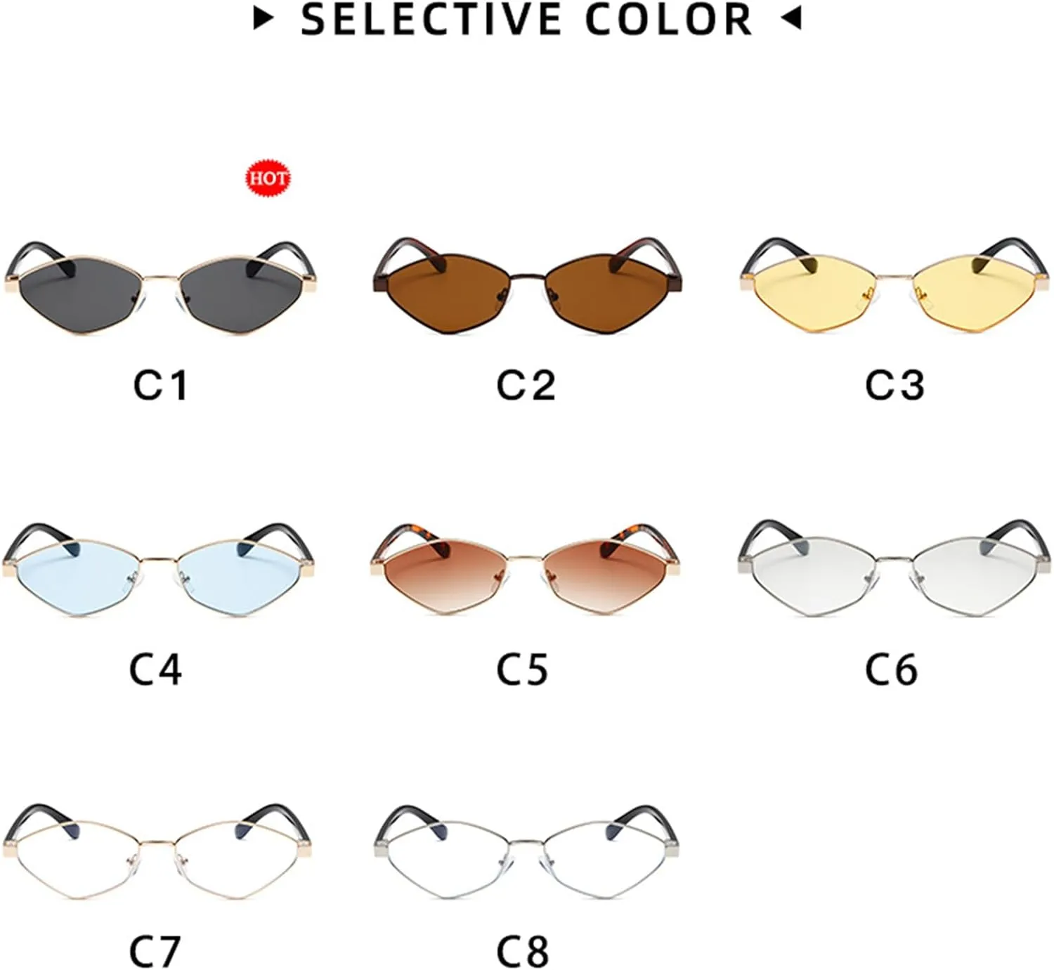 willochra Fashion Irregular Polygon Cat Eye Sunglasses Women men Vintage Metal Small Frame Woman Trending Eyewear