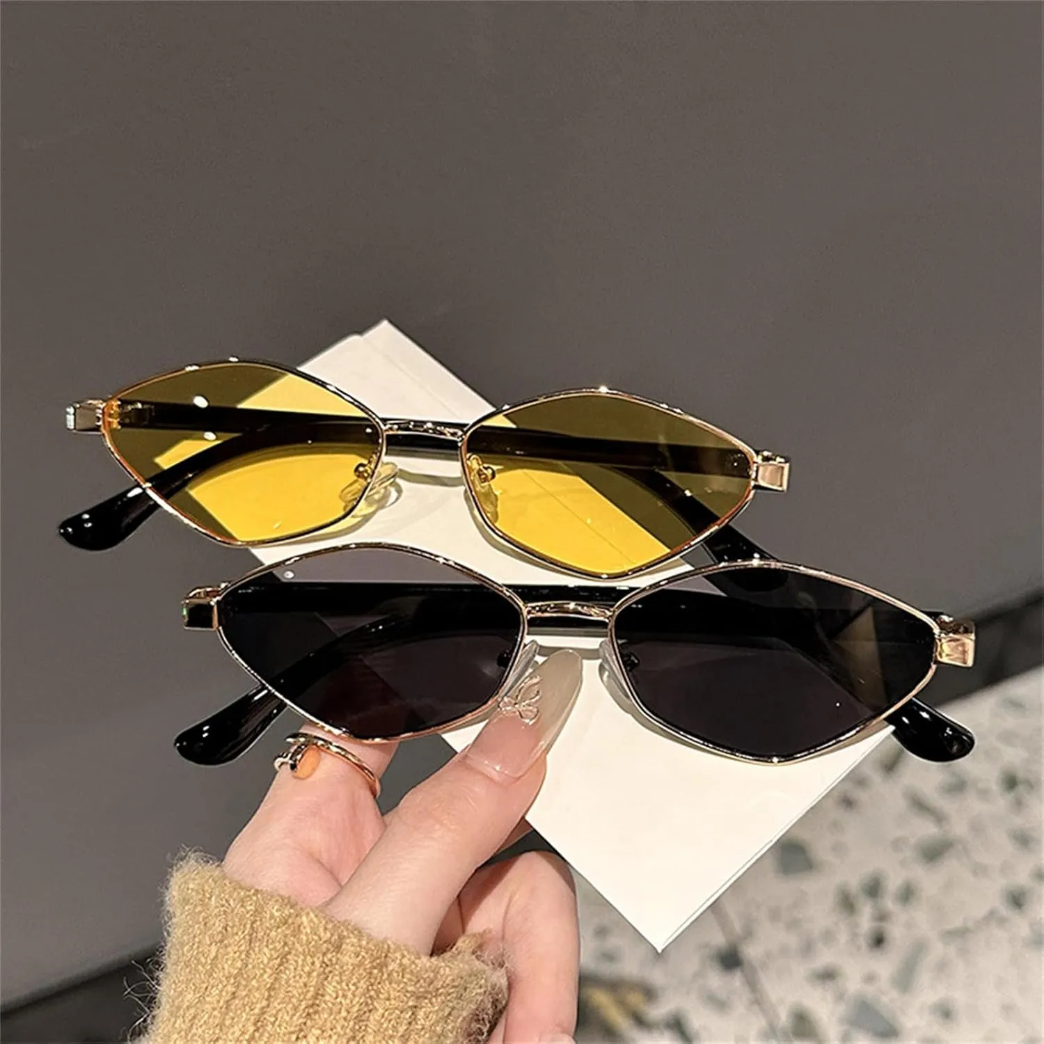 willochra Fashion Irregular Polygon Cat Eye Sunglasses Women men Vintage Metal Small Frame Woman Trending Eyewear