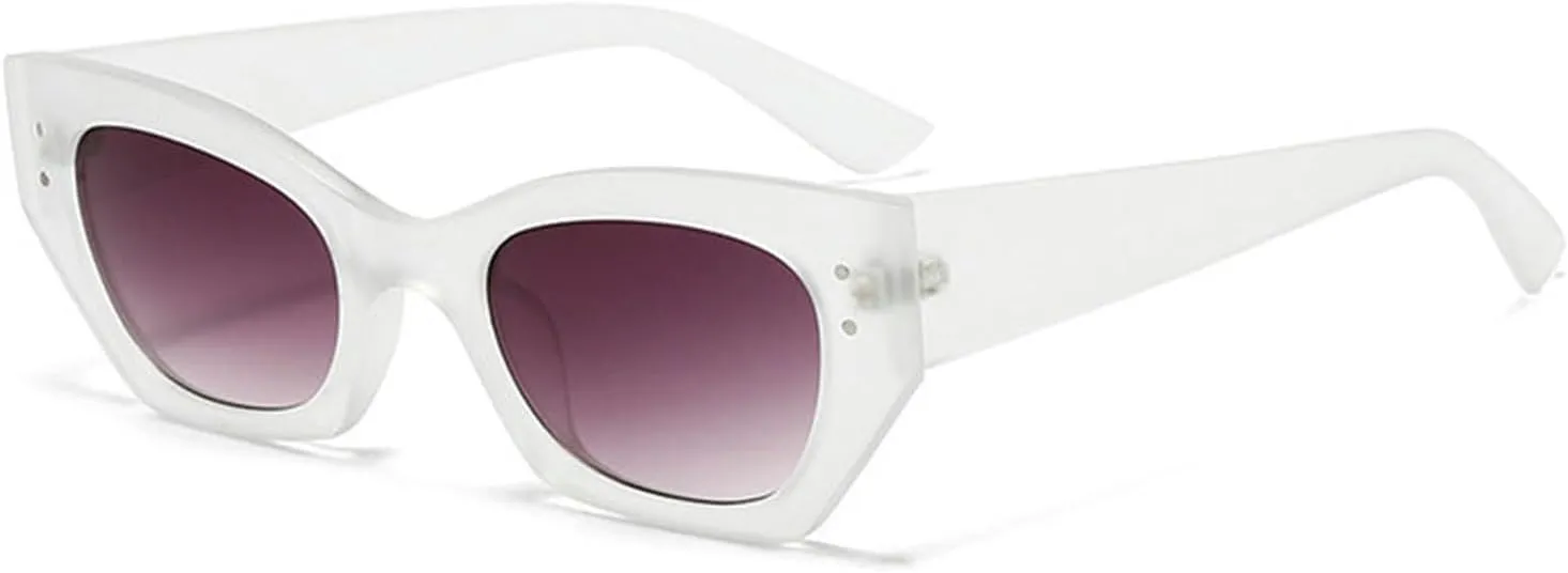 willochra Fashion Sunglasses Women Men Vintage Y2K Small cat eye Sun Glasses Male Fashion Popular Rivets Narrow Eyewear