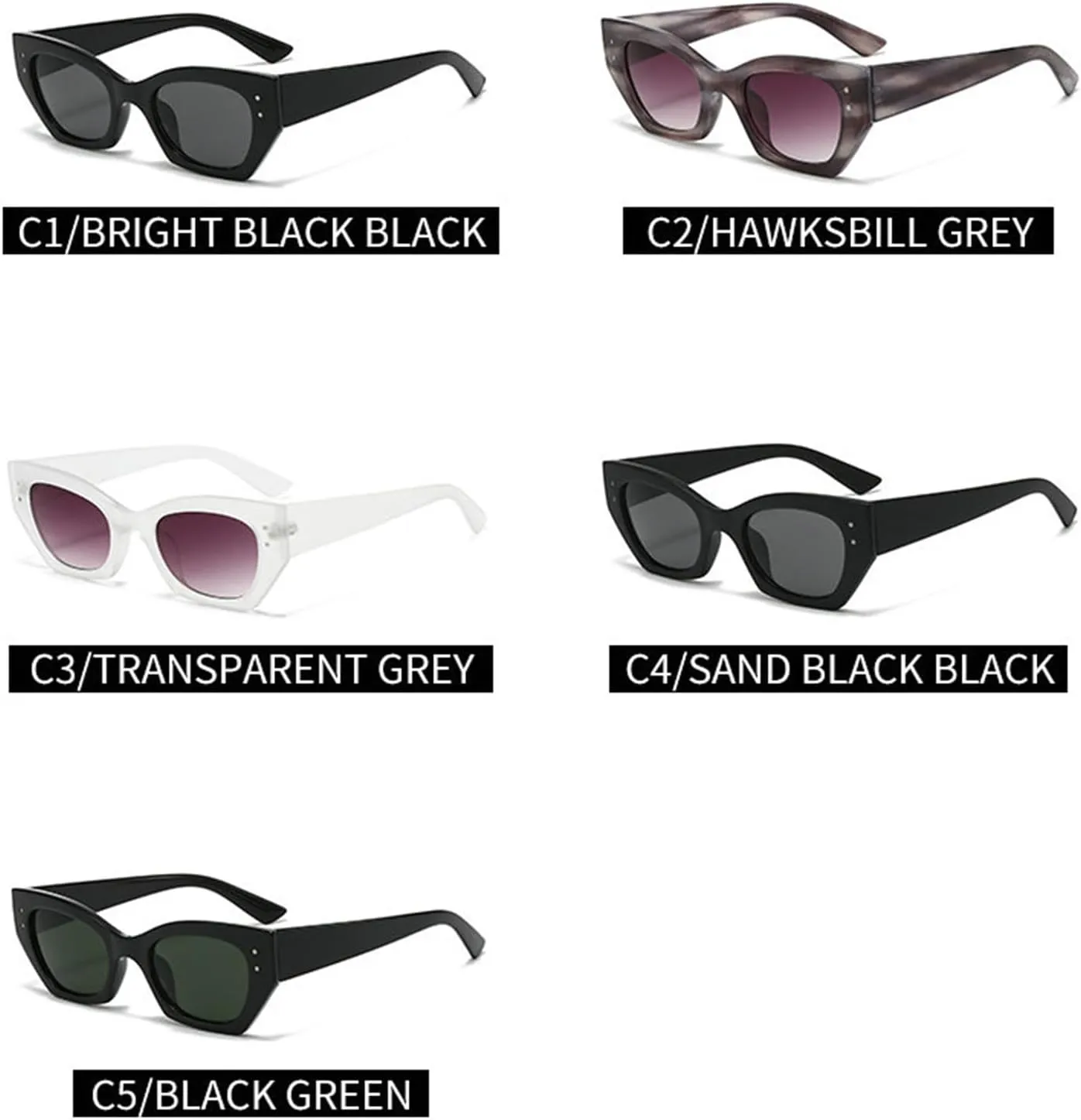 willochra Fashion Sunglasses Women Men Vintage Y2K Small cat eye Sun Glasses Male Fashion Popular Rivets Narrow Eyewear