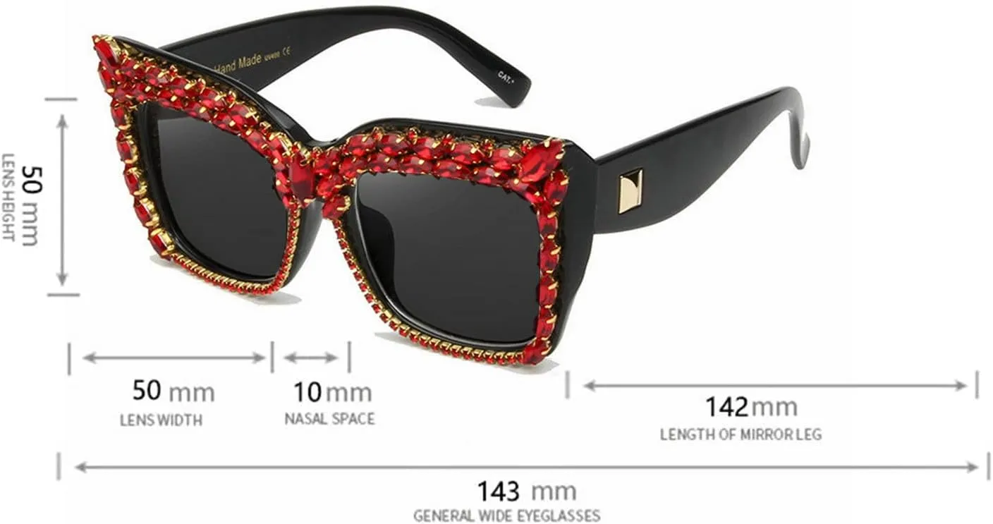 willochra Oversized Diamond Sunglasses Women Rhinestone Cat Eye Sunglasses Vintage bling party sunglasses Eyewear