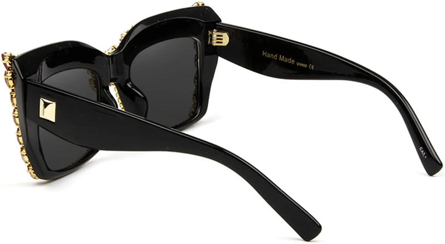 willochra Oversized Diamond Sunglasses Women Rhinestone Cat Eye Sunglasses Vintage bling party sunglasses Eyewear