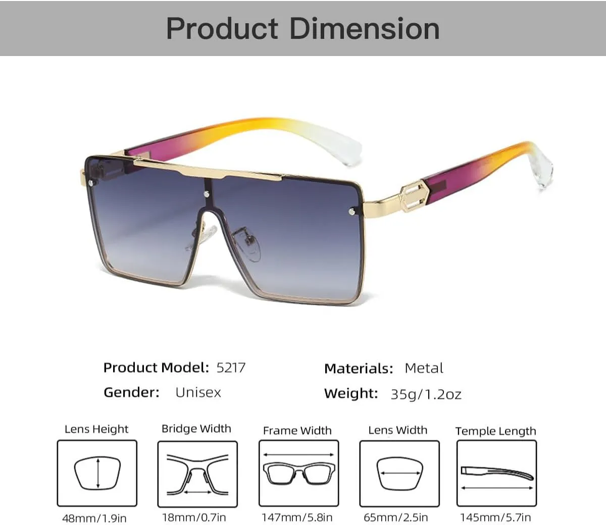 WiLseM Men's and Women's Retro Square Sunglasses, UV400 Protection Driving Glasses Metal Frame Sunglasses