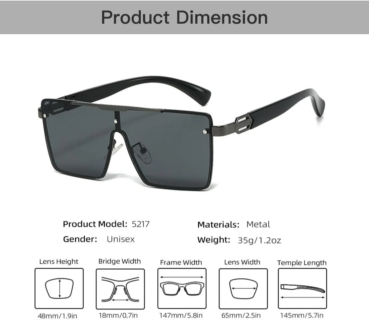 WiLseM Men's and Women's Retro Square Sunglasses, UV400 Protection Driving Glasses Metal Frame Sunglasses