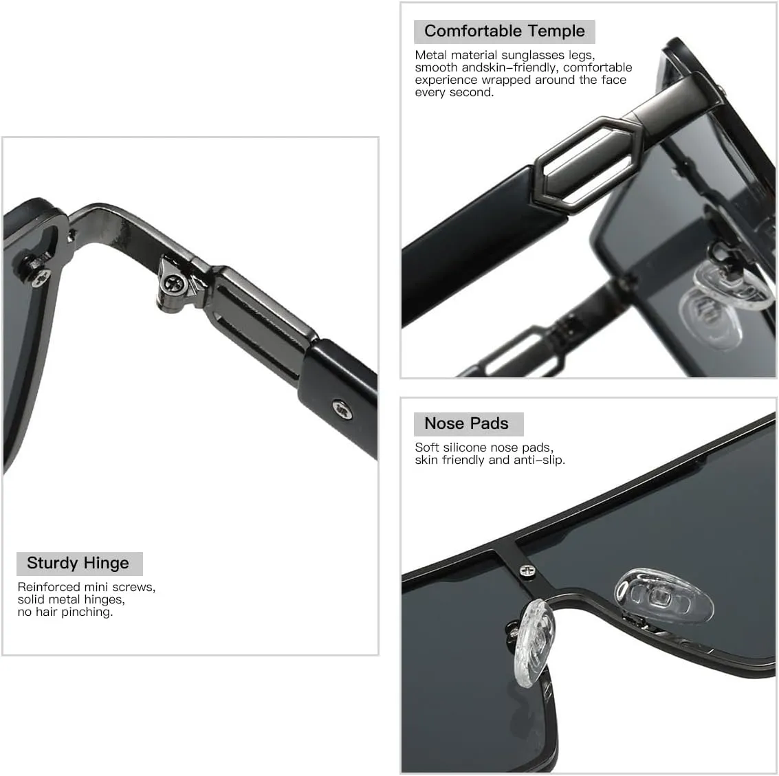 WiLseM Men's and Women's Retro Square Sunglasses, UV400 Protection Driving Glasses Metal Frame Sunglasses