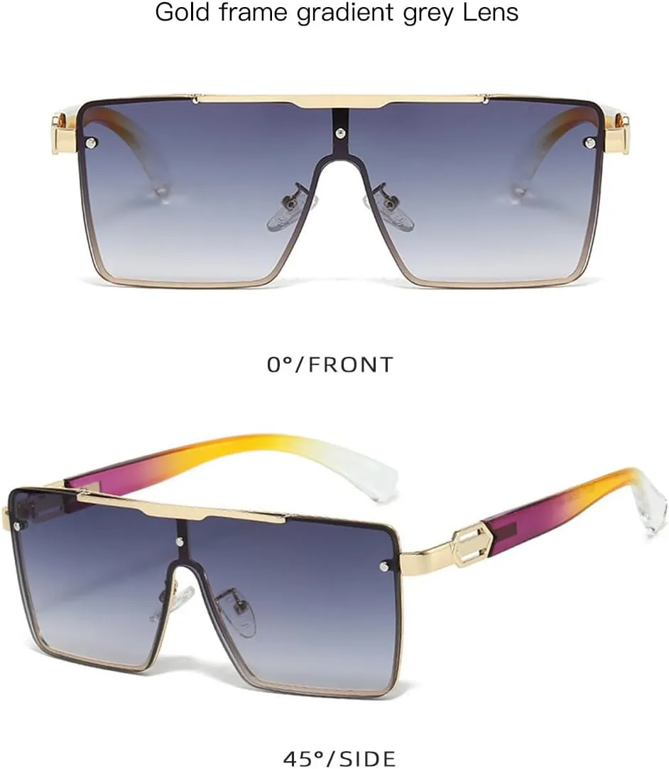 WiLseM Men's and Women's Retro Square Sunglasses, UV400 Protection Driving Glasses Metal Frame Sunglasses
