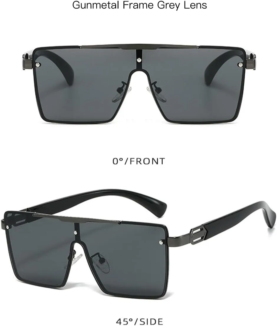 WiLseM Men's and Women's Retro Square Sunglasses, UV400 Protection Driving Glasses Metal Frame Sunglasses