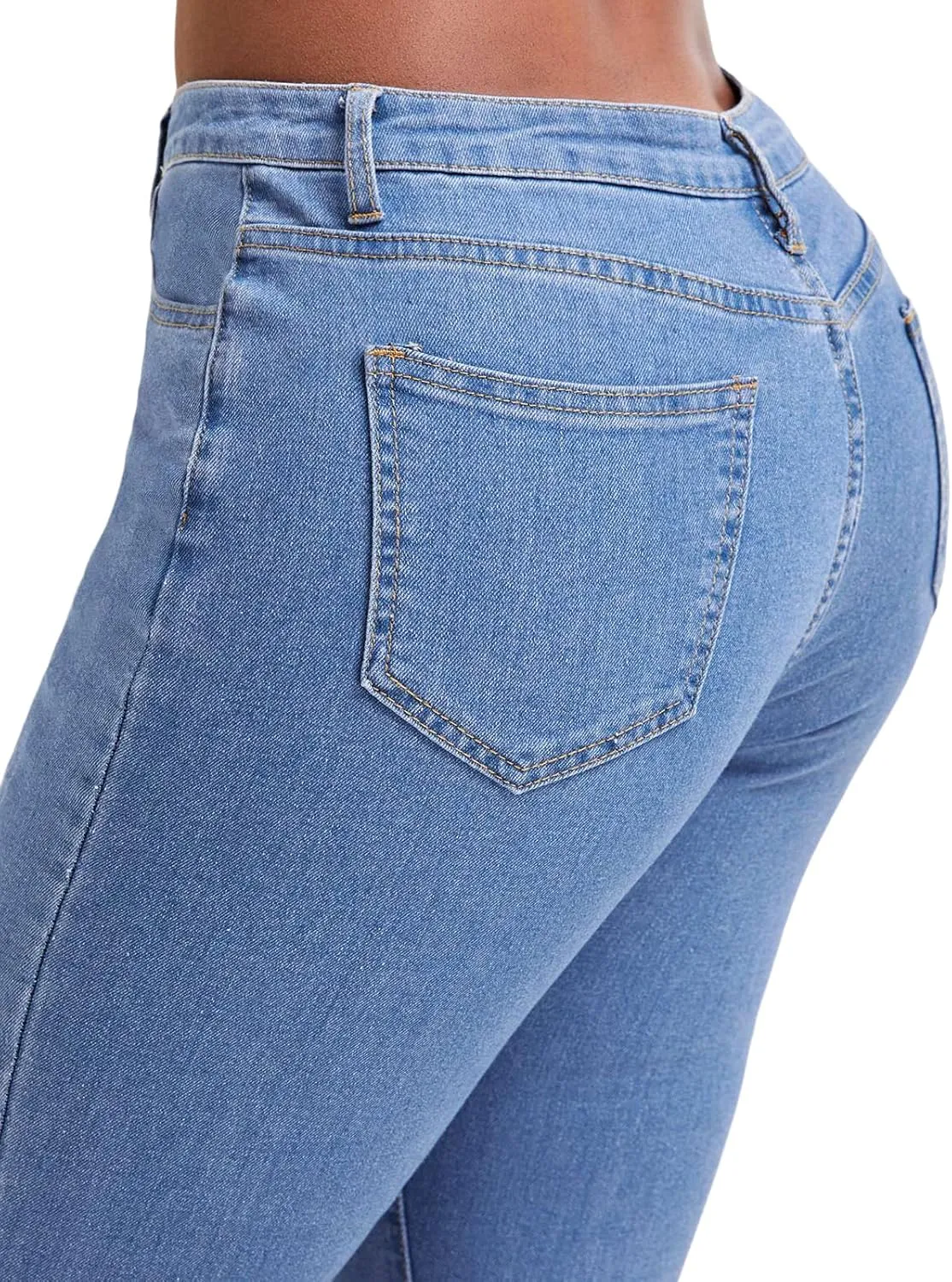 Women’ Casual Classic Bell Bottom Jeans Distressed Ripped High Waist Denim Flared Pants