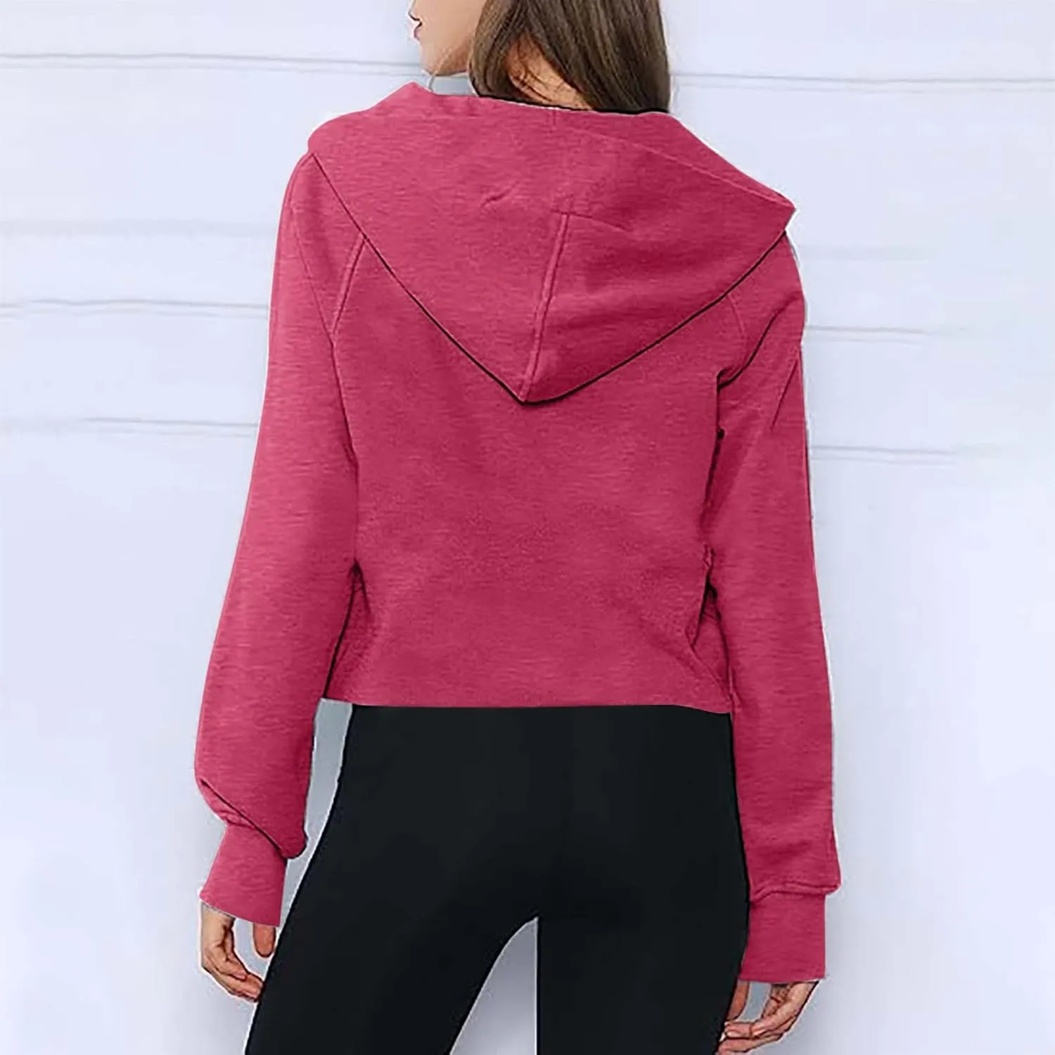 Women Half Zip Hoodies Pullover Long Sleeve Solid Corded Sweatshirt Oversized Casual Trendy Fall Outfit with Kangaroo Pocket