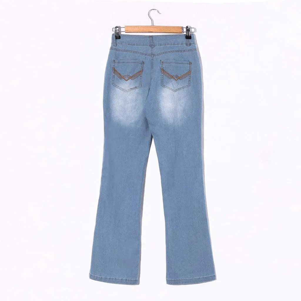 Women Low Waisted Flared Jeans Bell Bottom Jeans Plus Size Wide Leg Denim Pants Hip Hop Street Pants