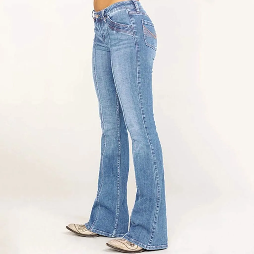 Women Low Waisted Flared Jeans Bell Bottom Jeans Plus Size Wide Leg Denim Pants Hip Hop Street Pants