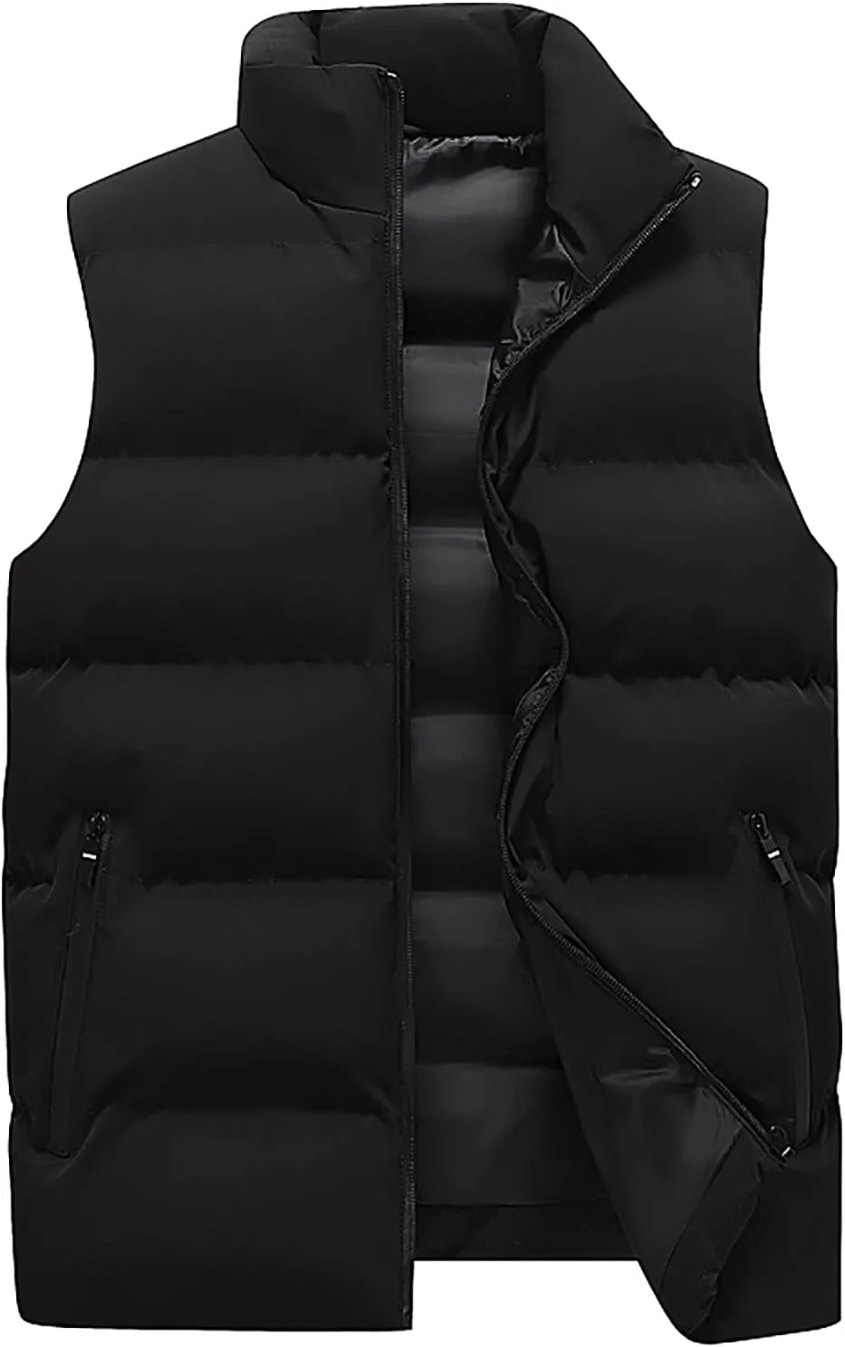 Women Padded Down Vest Puffer Stand Collar Sleeveless Jacket Outerwear Winter Warm Quilted Vest Coat