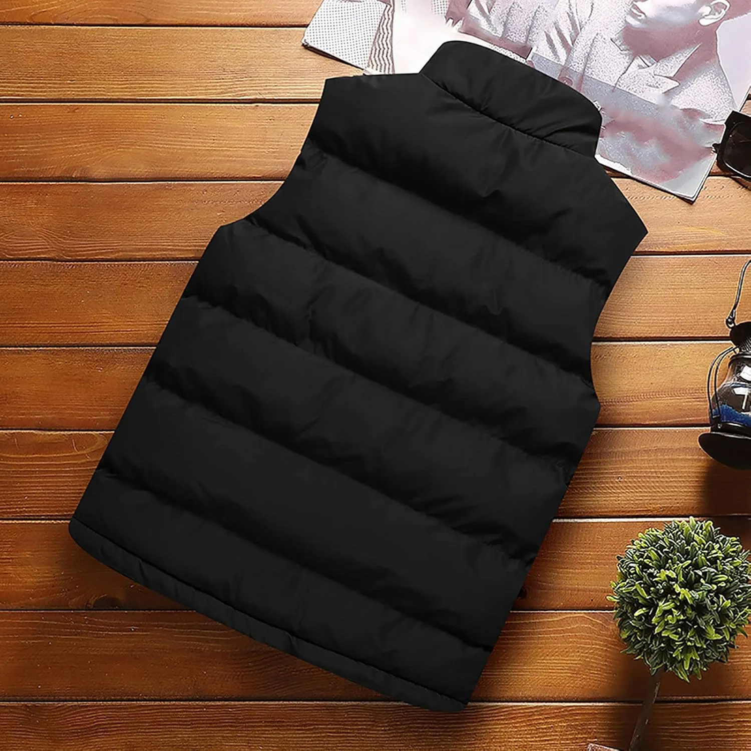 Women Padded Down Vest Puffer Stand Collar Sleeveless Jacket Outerwear Winter Warm Quilted Vest Coat