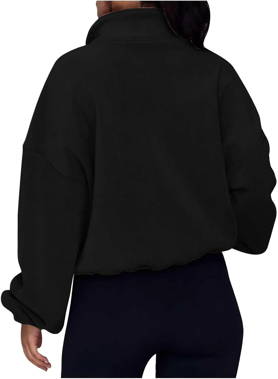 Women Quarter Zip Pullover Cropped Sweatshirts Fashion Teen Girls Y2k Fleece Fall Outfits Clothes Casual Sweatshirts