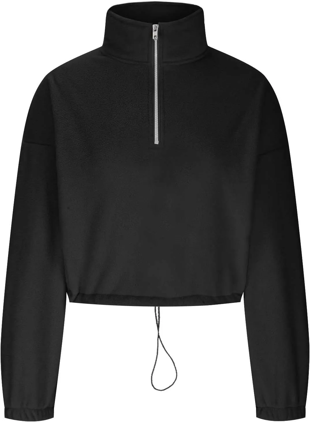 Women Quarter Zip Pullover Cropped Sweatshirts Fashion Teen Girls Y2k Fleece Fall Outfits Clothes Casual Sweatshirts