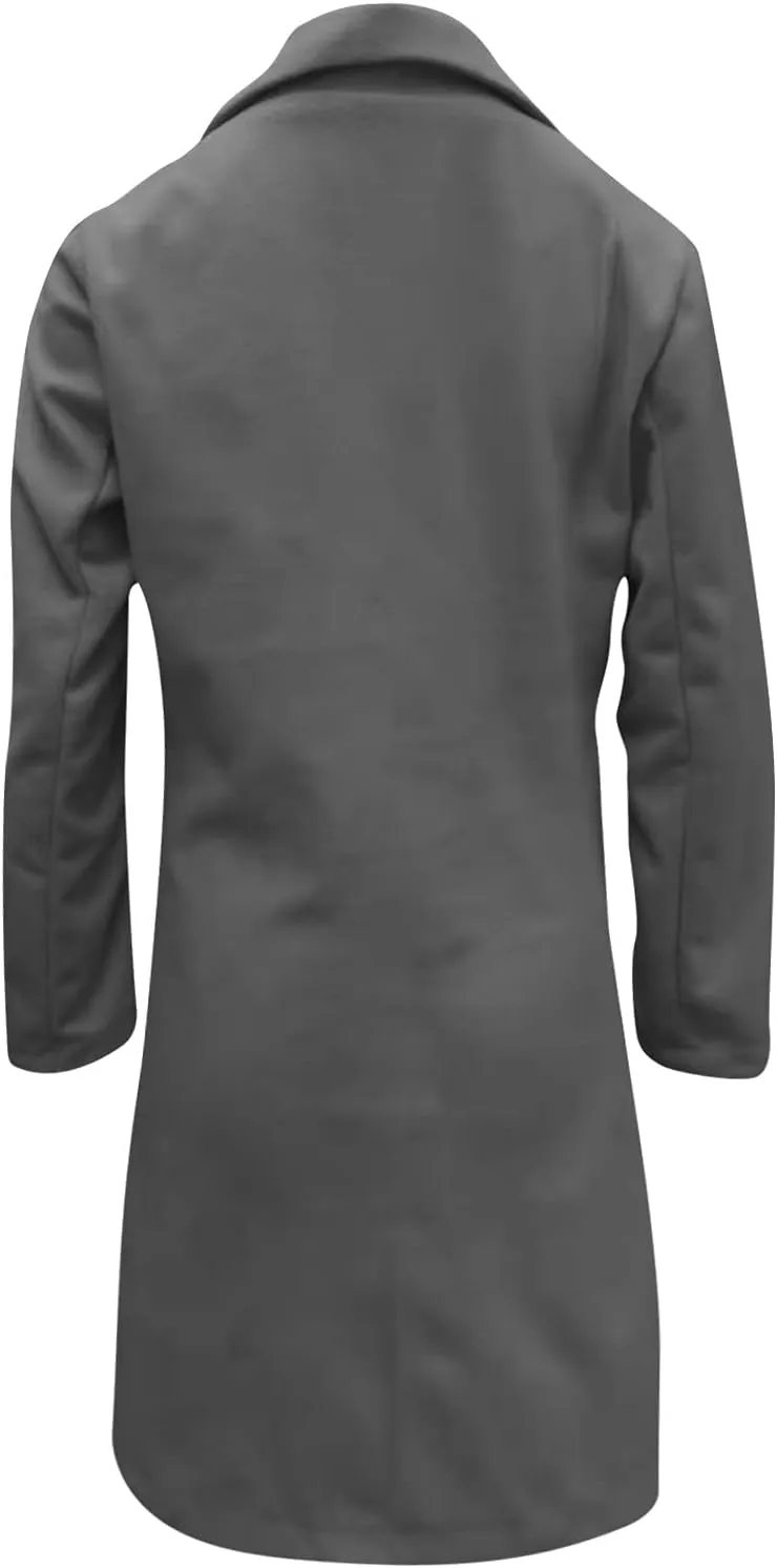 Women's Basic Wool Blend Pea Coats,Essential Double Breasted Midi Wool Blend Pea Coats Blazer Warm Winter Big Jackets