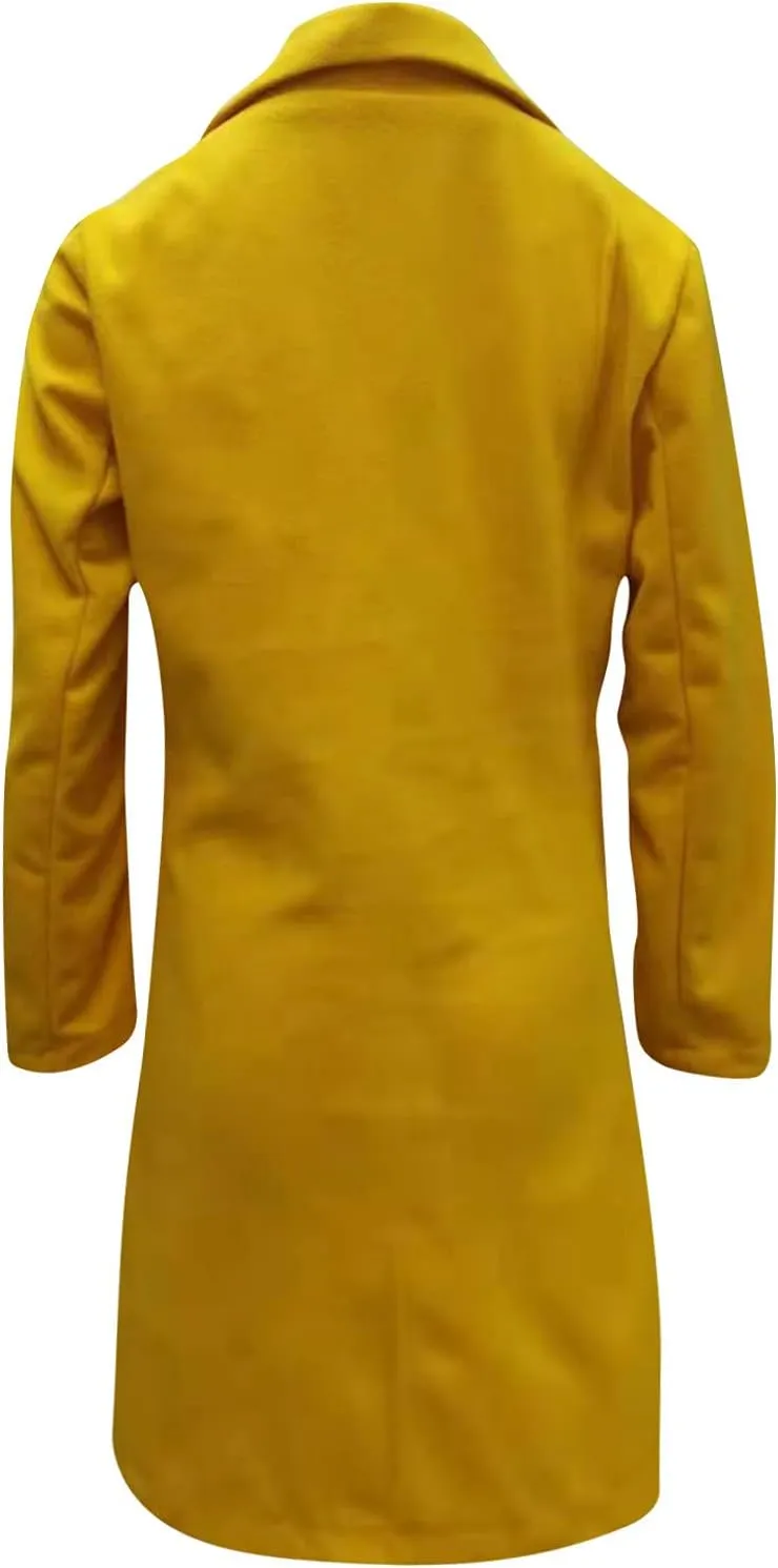 Women's Basic Wool Blend Pea Coats,Essential Double Breasted Midi Wool Blend Pea Coats Blazer Warm Winter Big Jackets