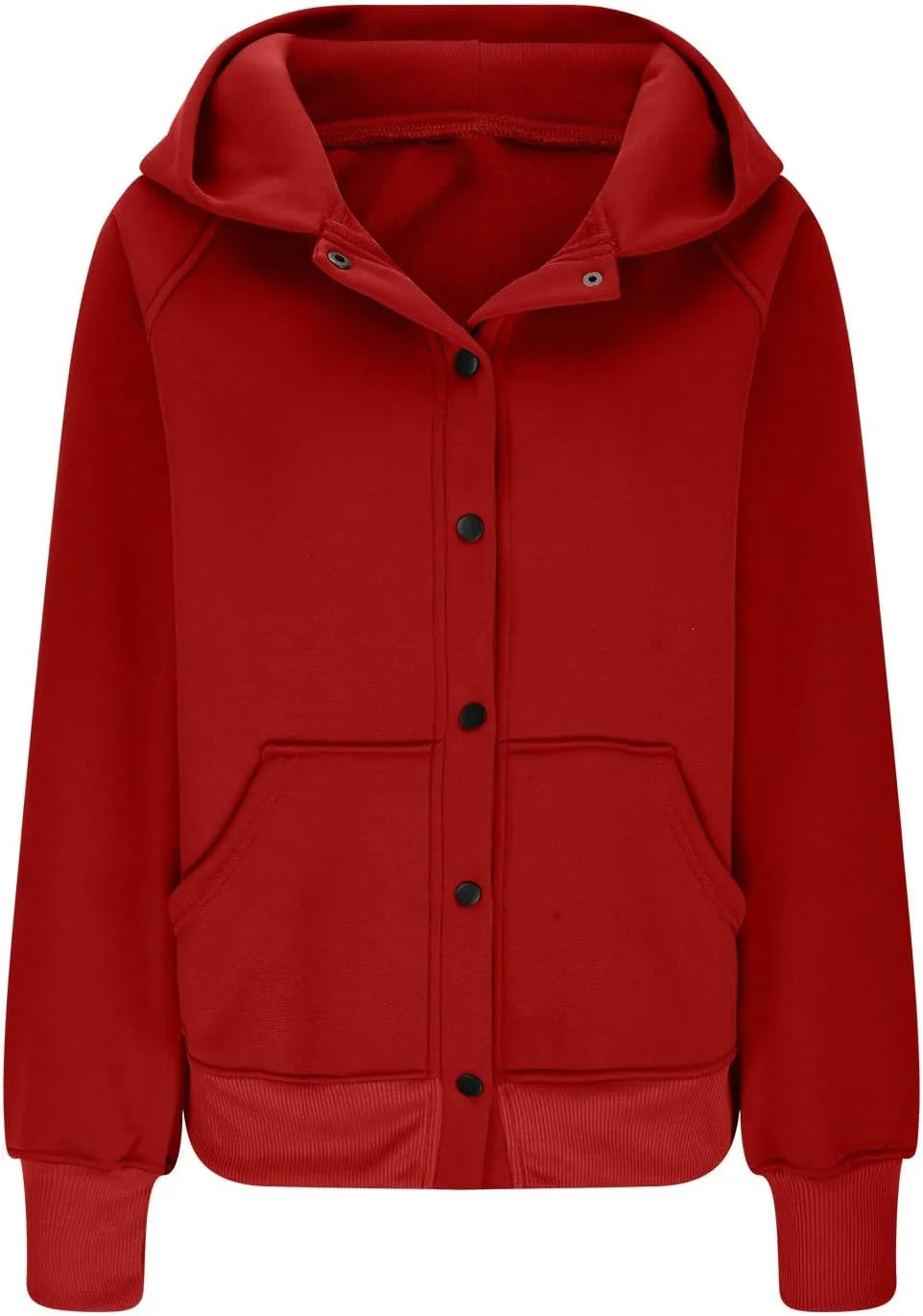 Womens Buttons Hoodies Fleece Sweatshirts Fall Outfits Jackets with Pockets Winter Clothes Cropped Sweatshirts