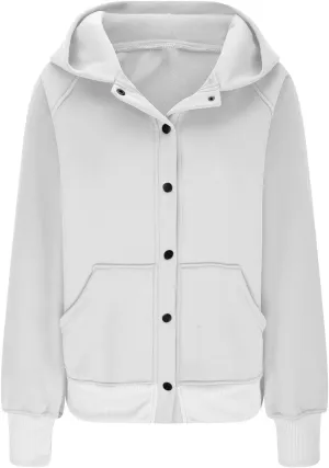 Womens Buttons Hoodies Fleece Sweatshirts Fall Outfits Jackets with Pockets Winter Clothes Cropped Sweatshirts