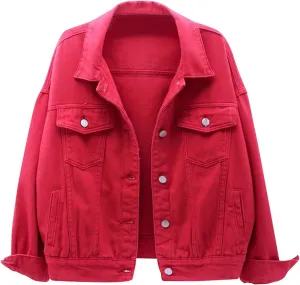 Womens Cropped Denim Jackets 2024 Trendy Button Up Shacket Fall Spring Long Sleeve Jean Coats Retro Petite Denim Coat