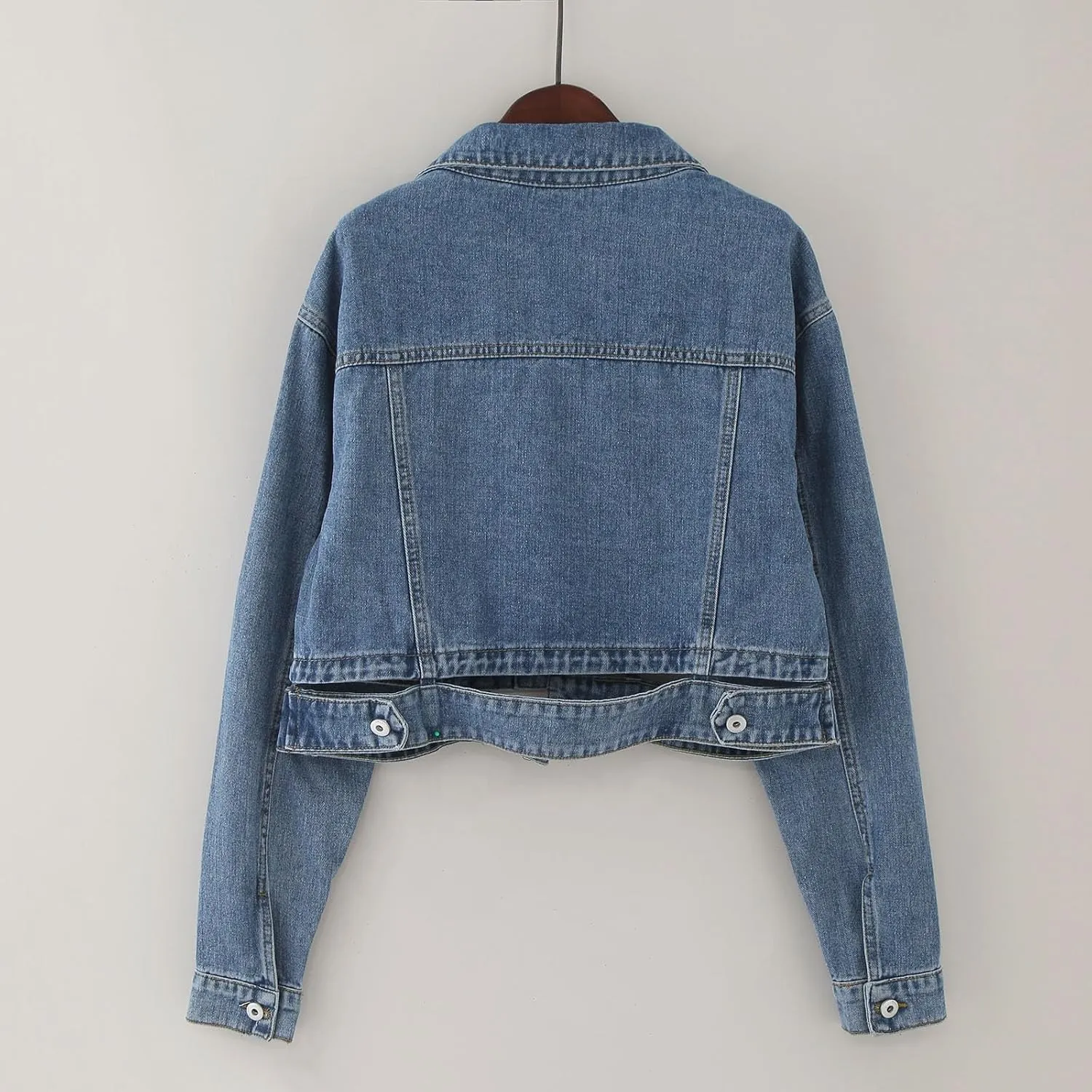 Womens Cropped Denim Jackets 2024 Trendy Button Up Shacket Fall Spring Long Sleeve Jean Coats Retro Petite Denim Coat