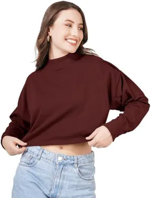 Women's Cropped Sweatshirts Long Sleeve Pull-On Fleece Crop Sweatshirts For Women's