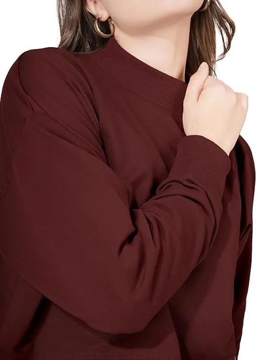 Women's Cropped Sweatshirts Long Sleeve Pull-On Fleece Crop Sweatshirts For Women's