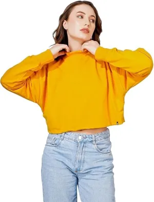 Women's Cropped Sweatshirts Long Sleeve Pull-On Fleece Crop Sweatshirts For Women's