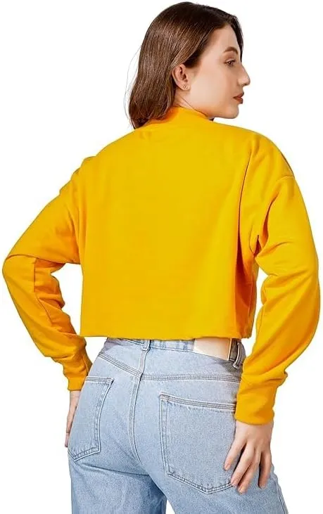 Women's Cropped Sweatshirts Long Sleeve Pull-On Fleece Crop Sweatshirts For Women's