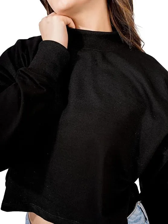 Women's Cropped Sweatshirts Long Sleeve Pull-On Fleece Crop Sweatshirts For Women's
