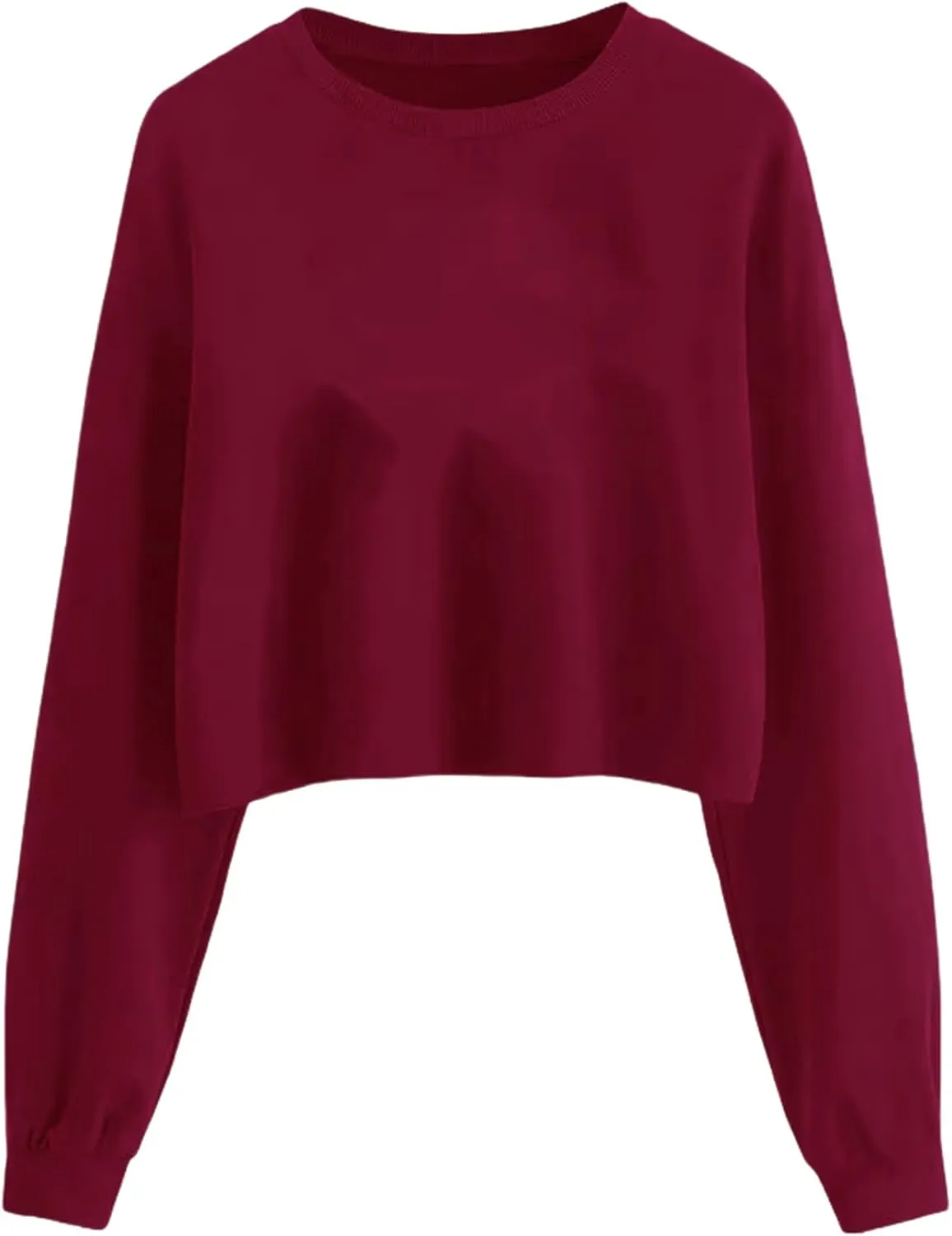 Women's Cropped Sweatshirts Long Sleeves Pullover Fleece Cropped Regular Fit Tops