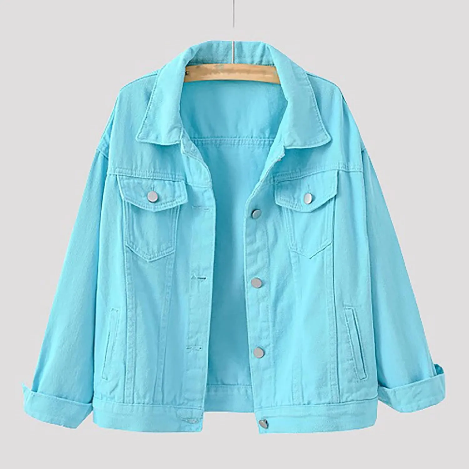 Women's Denim Jacket Plus Size 2024 Long Sleeve Button Down Loose Jean Jacket Outerwear Fashion Oversize Denim Jacket