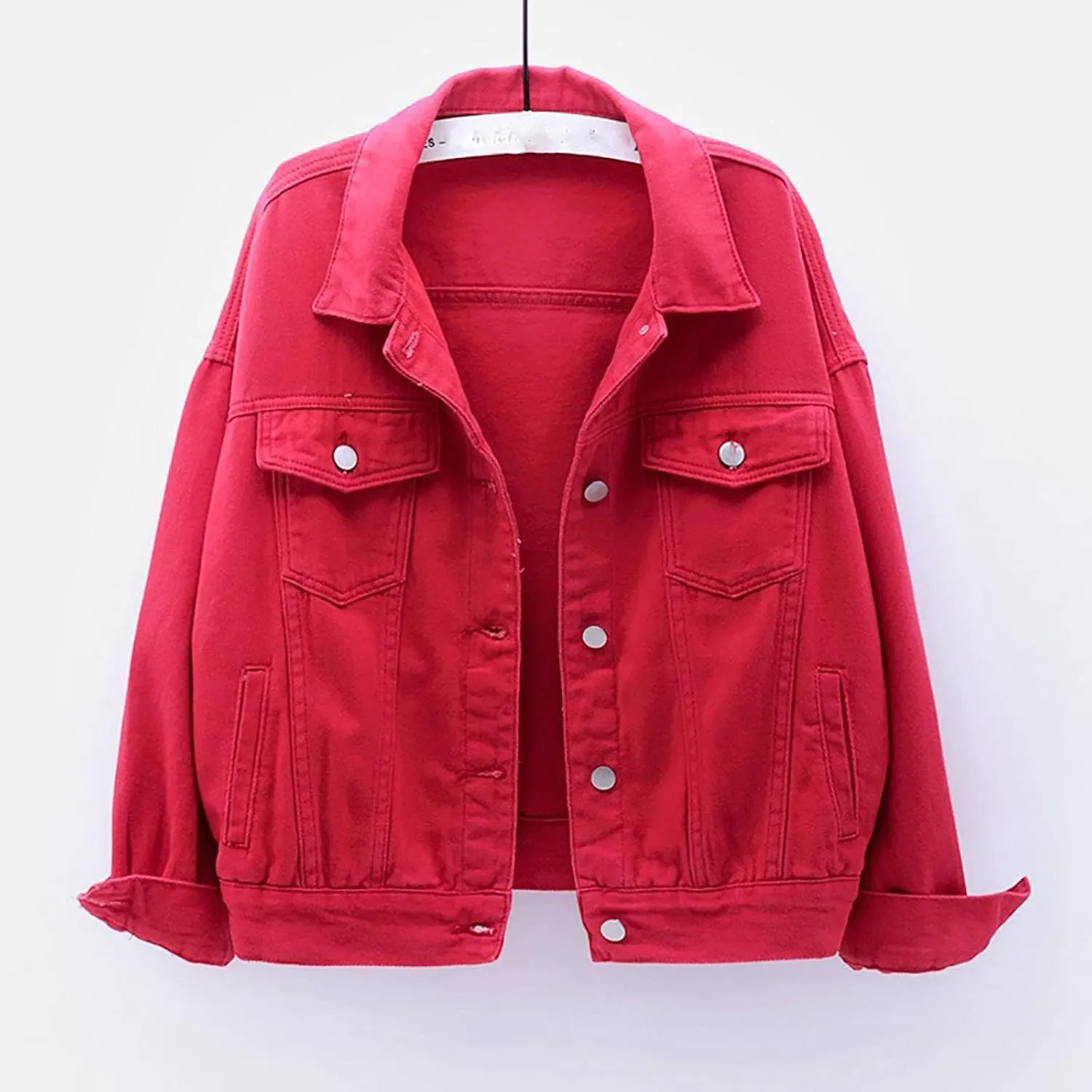 Women's Denim Jacket Plus Size 2024 Long Sleeve Button Down Loose Jean Jacket Outerwear Fashion Oversize Denim Jacket