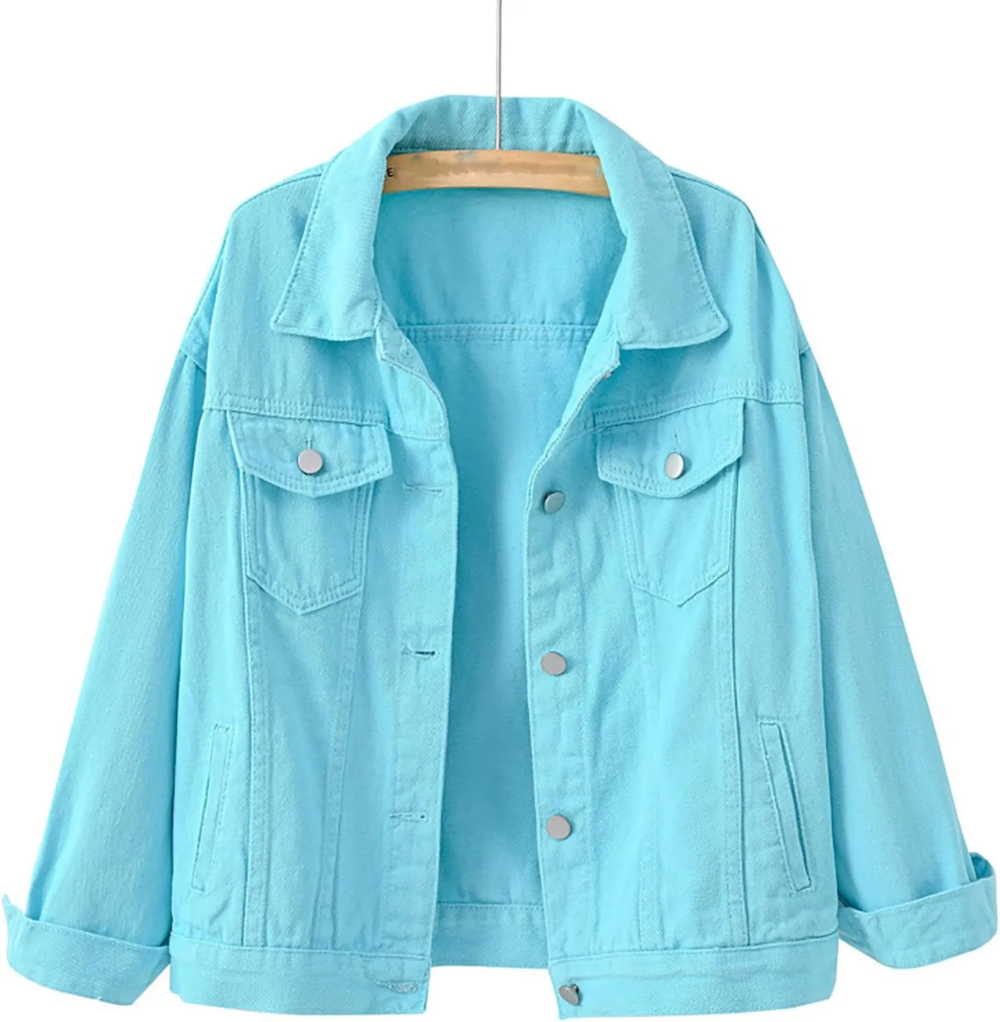 Women's Denim Jacket Plus Size 2024 Long Sleeve Button Down Loose Jean Jacket Outerwear Fashion Oversize Denim Jacket
