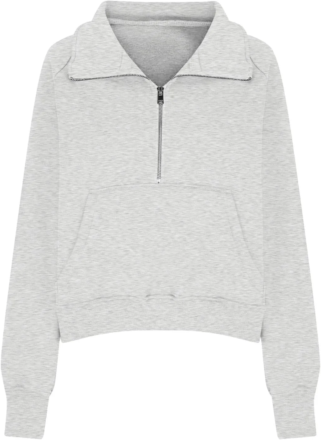 Womens Half Zip Pullover Cropped Oversized Sweatshirt Y2k Fleece Sweater Stand Collar Preppy Clothes with Thumb Holes