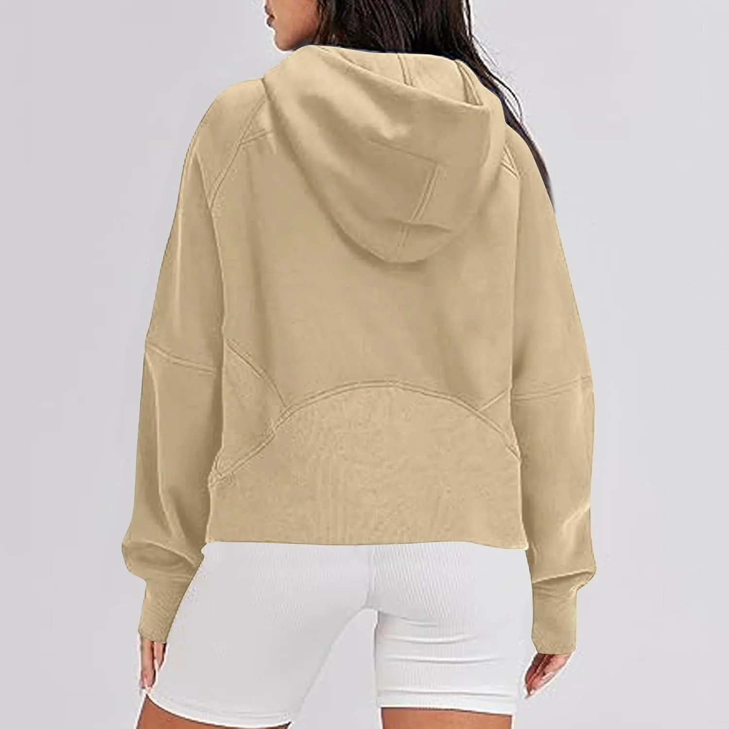 Women's Half Zip Sweatshirts Lapel Pullover Cropped Sweatshirts With Pocket Fall Outfits for Women 2024