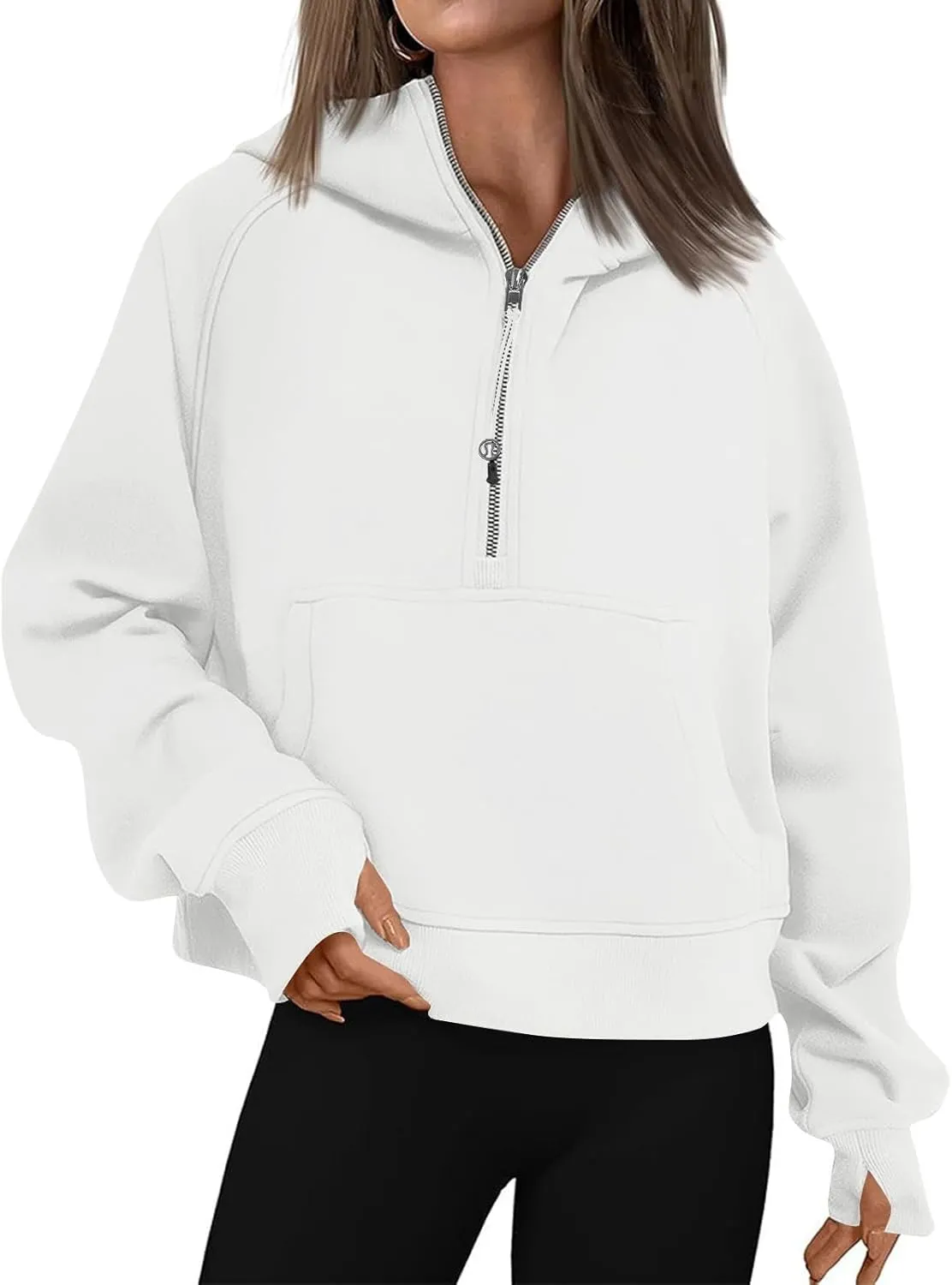 Women's Half Zip Sweatshirts Lapel Pullover Cropped Sweatshirts With Pocket Fall Outfits for Women 2024