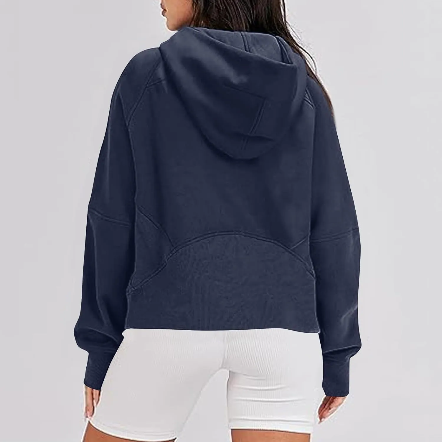 Women's Half Zip Sweatshirts Lapel Pullover Cropped Sweatshirts With Pocket Fall Outfits for Women 2024