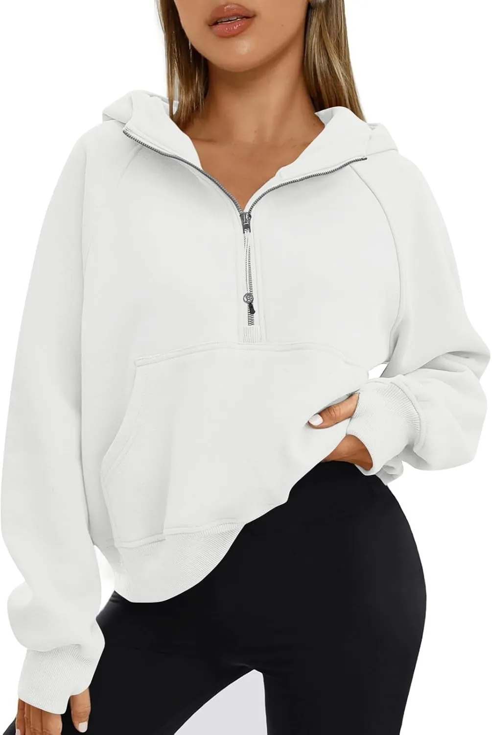 Women's Half Zip Sweatshirts Lapel Pullover Cropped Sweatshirts With Pocket Fall Outfits for Women 2024