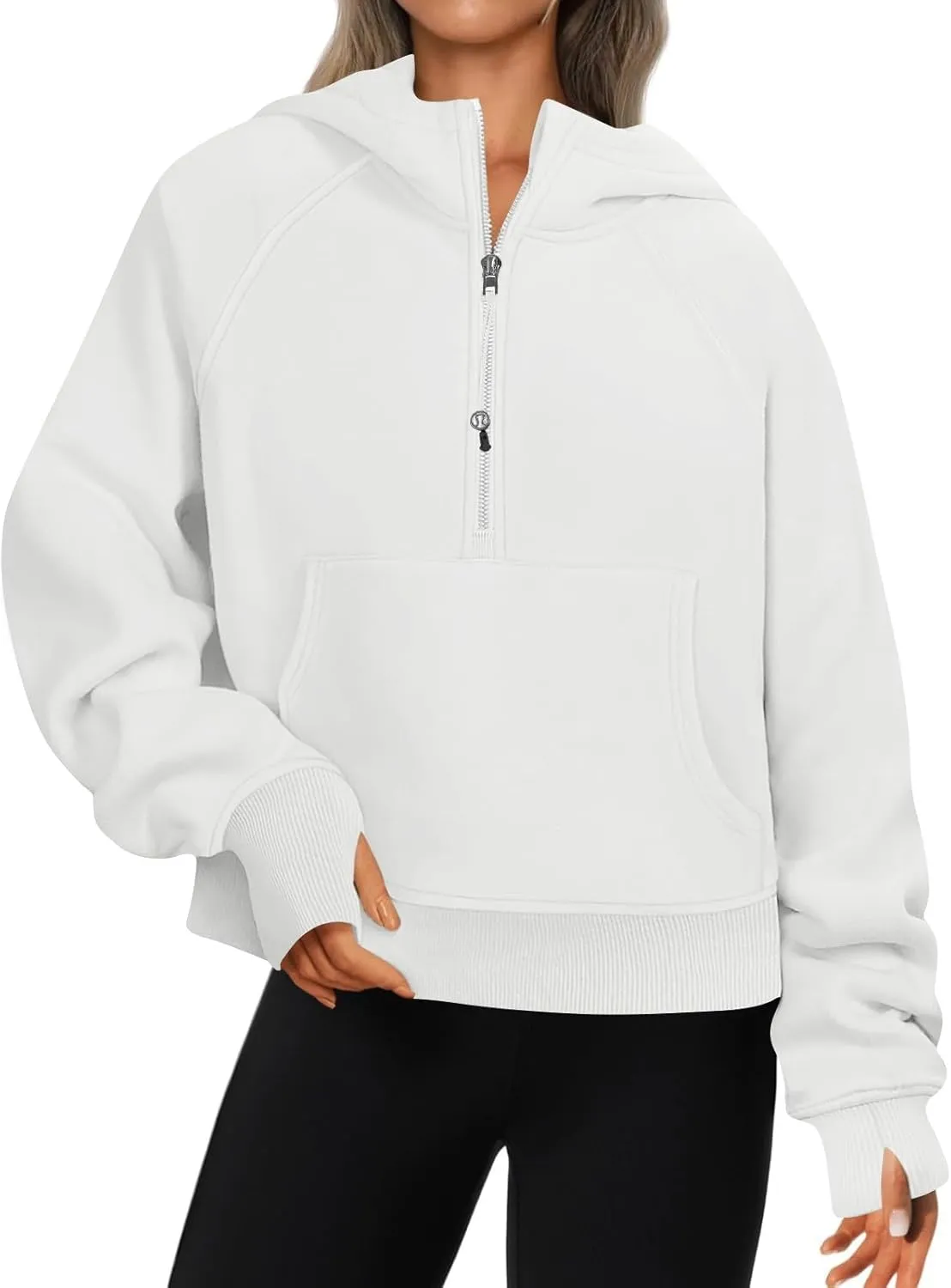 Women's Half Zip Sweatshirts Lapel Pullover Cropped Sweatshirts With Pocket Fall Outfits for Women 2024
