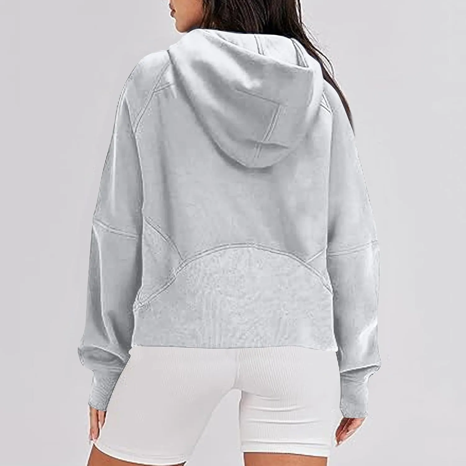 Women's Half Zip Sweatshirts Lapel Pullover Cropped Sweatshirts With Pocket Fall Outfits for Women 2024
