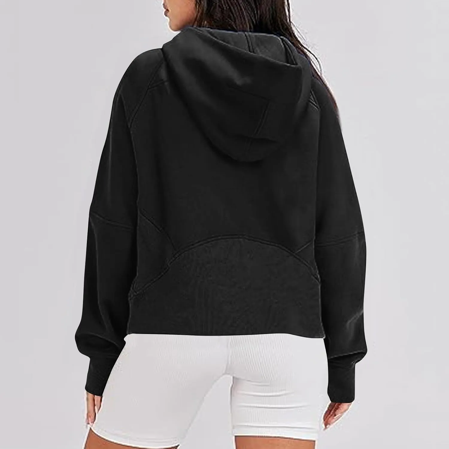 Women's Half Zip Sweatshirts Lapel Pullover Cropped Sweatshirts With Pocket Fall Outfits for Women 2024