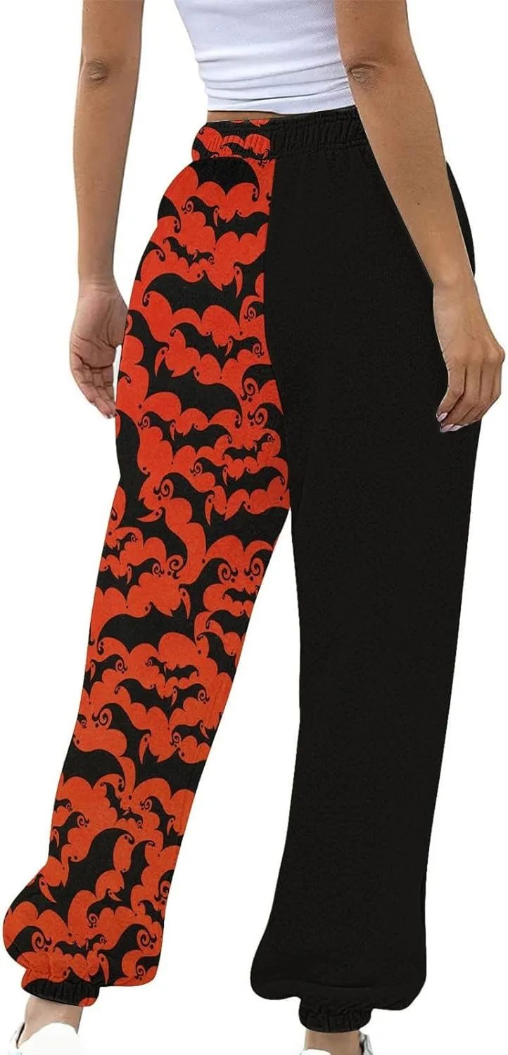 Womens Halloween Elastic Waist Pants Workout High Waisted Yoga Pants with Pockets Casual Pant with Pockets Halloween