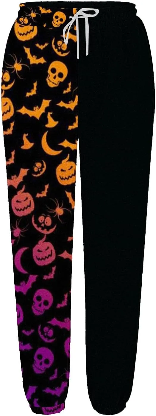 Womens Halloween Elastic Waist Pants Workout High Waisted Yoga Pants with Pockets Casual Pant with Pockets Halloween