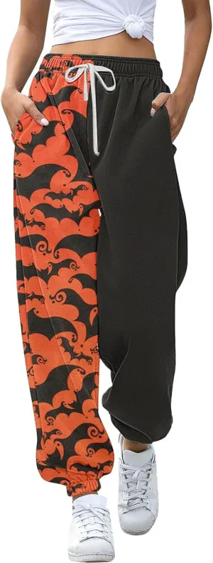 Womens Halloween Elastic Waist Pants Workout High Waisted Yoga Pants with Pockets Casual Pant with Pockets Halloween