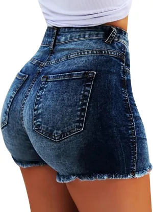 Women's High Waist Denim Shorts High Waisted Distressed Denim Shorts Juniors Vintage Casual Summer Denim Shorts